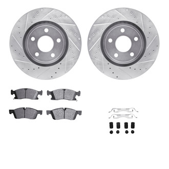 R1 Concepts® - eLINE Series Drilled and Slotted Front Brake Kit with Ceramic Pads