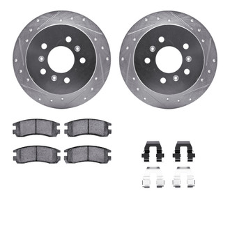 R1 Concepts® - eLINE Series Drilled and Slotted Rear Brake Kit with Ceramic Pads