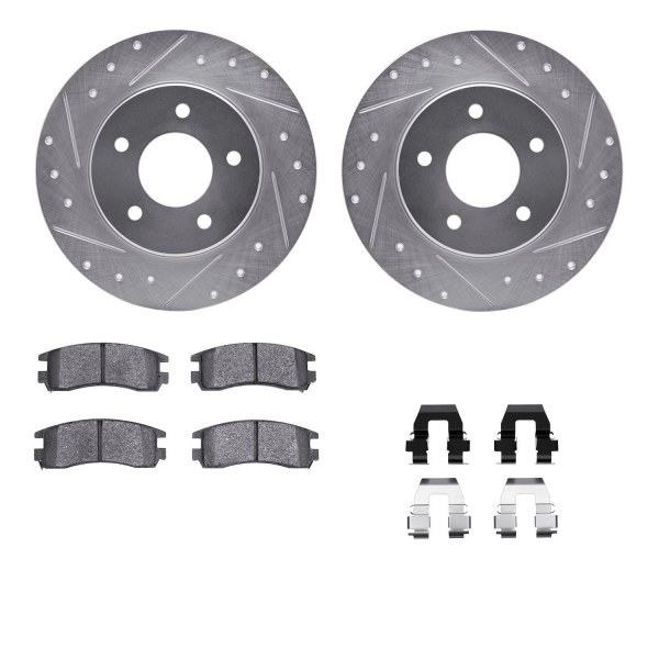  R1 Concepts® - eLINE Series Drilled and Slotted Rear Brake Kit with Ceramic Pads