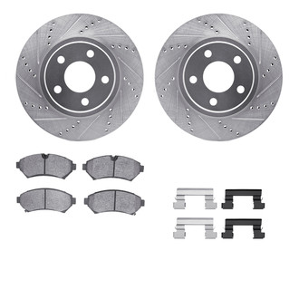 R1 Concepts® - eLINE Series Drilled and Slotted Front Brake Kit with Ceramic Pads