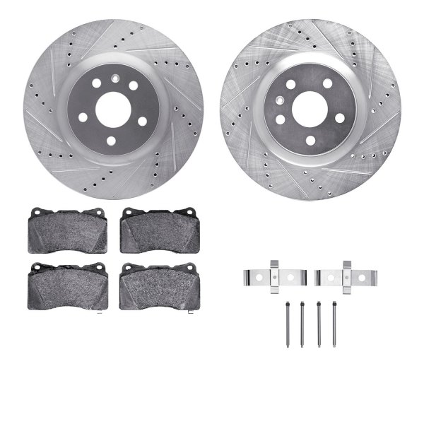  R1 Concepts® - eLINE Series Drilled and Slotted Front Brake Kit with Ceramic Pads