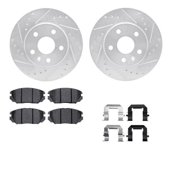  R1 Concepts® - eLINE Series Drilled and Slotted Front Brake Kit with Ceramic Pads