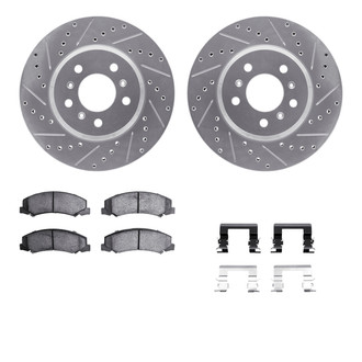R1 Concepts® - eLINE Series Drilled and Slotted Front Brake Kit with Ceramic Pads