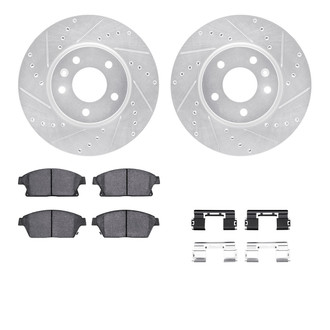 R1 Concepts® - eLINE Series Drilled and Slotted Front Brake Kit with Ceramic Pads