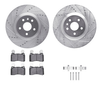 R1 Concepts® - eLINE Series Drilled and Slotted Front Brake Kit with Ceramic Pads