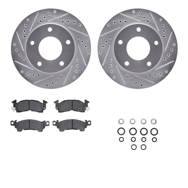  R1 Concepts® - eLINE Series Drilled and Slotted Rear Brake Kit with Ceramic Pads