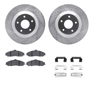 R1 Concepts® - eLINE Series Drilled and Slotted Front Brake Kit with Ceramic Pads