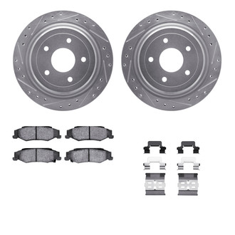 R1 Concepts® - eLINE Series Drilled and Slotted Rear Brake Kit with Ceramic Pads