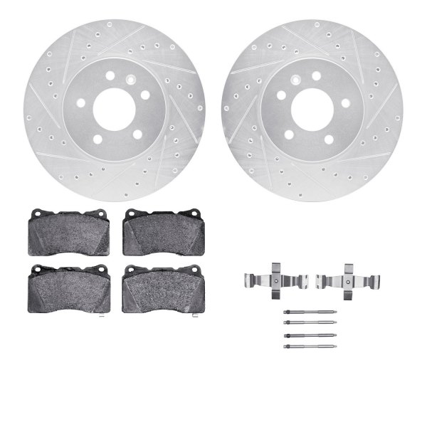  R1 Concepts® - eLINE Series Drilled and Slotted Front Brake Kit with Ceramic Pads