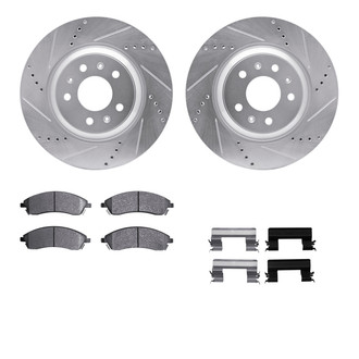 R1 Concepts® - eLINE Series Drilled and Slotted Front Brake Kit with Ceramic Pads