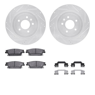 R1 Concepts® - eLINE Series Drilled and Slotted Rear Brake Kit with Ceramic Pads