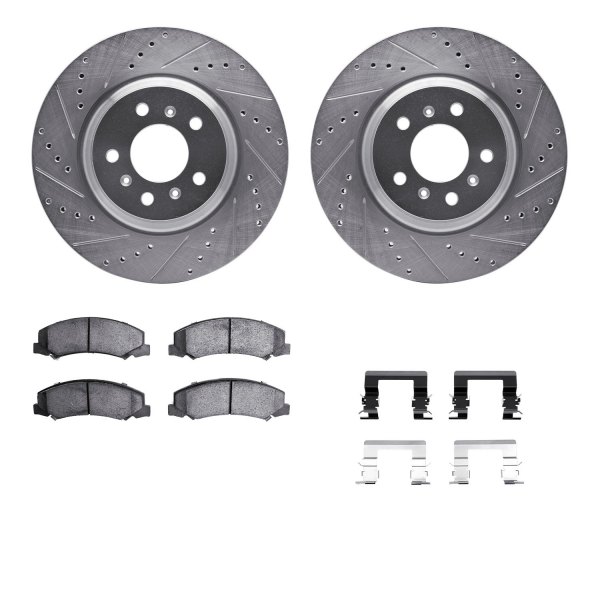  R1 Concepts® - eLINE Series Drilled and Slotted Front Brake Kit with Ceramic Pads