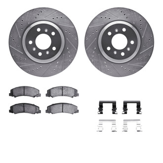 R1 Concepts® - eLINE Series Drilled and Slotted Front Brake Kit with Ceramic Pads