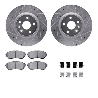 R1 Concepts® - eLINE Series Drilled and Slotted Front Brake Kit with Ceramic Pads