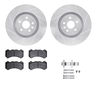 R1 Concepts® - eLINE Series Drilled and Slotted Front Brake Kit with Ceramic Pads