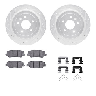 R1 Concepts® - eLINE Series Drilled and Slotted Rear Brake Kit with Ceramic Pads