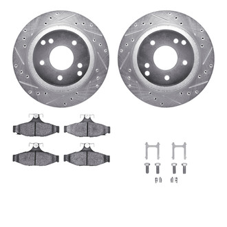 R1 Concepts® - eLINE Series Drilled and Slotted Rear Brake Kit with Ceramic Pads