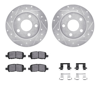 R1 Concepts® - eLINE Series Drilled and Slotted Rear Brake Kit with Ceramic Pads