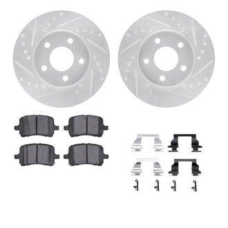 R1 Concepts® - eLINE Series Drilled and Slotted Front Brake Kit with Ceramic Pads