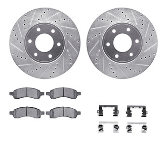 R1 Concepts® - eLINE Series Drilled and Slotted Front Brake Kit with Ceramic Pads