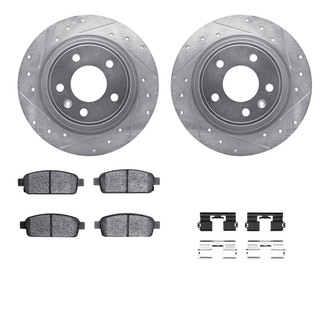 R1 Concepts® - eLINE Series Drilled and Slotted Rear Brake Kit with Ceramic Pads