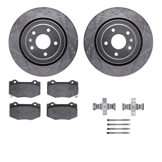 R1 Concepts® - eLINE Series Drilled and Slotted Rear Brake Kit with Ceramic Pads