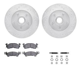 R1 Concepts® - eLINE Series Drilled and Slotted Front Brake Kit with Ceramic Pads