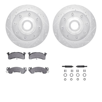 R1 Concepts® - eLINE Series Drilled and Slotted Front Brake Kit with Ceramic Pads