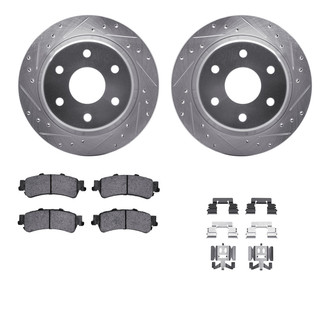 R1 Concepts® - eLINE Series Drilled and Slotted Rear Brake Kit with Ceramic Pads