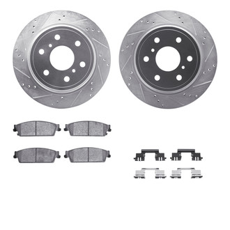 R1 Concepts® - eLINE Series Drilled and Slotted Rear Brake Kit with Ceramic Pads