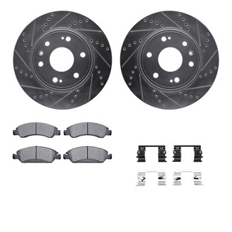 R1 Concepts® - eLINE Series Drilled and Slotted Front Brake Kit with Ceramic Pads