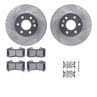 R1 Concepts® - eLINE Series Drilled and Slotted Front Brake Kit with Ceramic Pads