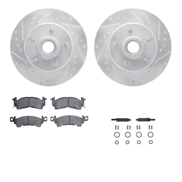  R1 Concepts® - eLINE Series Drilled and Slotted Front Brake Kit with Ceramic Pads