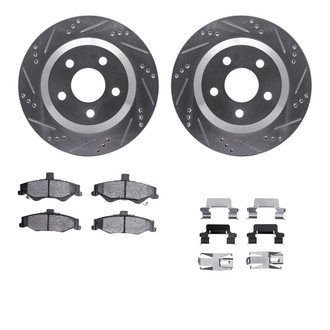R1 Concepts® - eLINE Series Drilled and Slotted Rear Brake Kit with Ceramic Pads