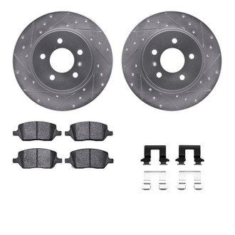 R1 Concepts® - eLINE Series Drilled and Slotted Rear Brake Kit with Ceramic Pads