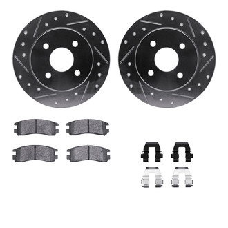 R1 Concepts® - eLINE Series Drilled and Slotted Rear Brake Kit with Ceramic Pads