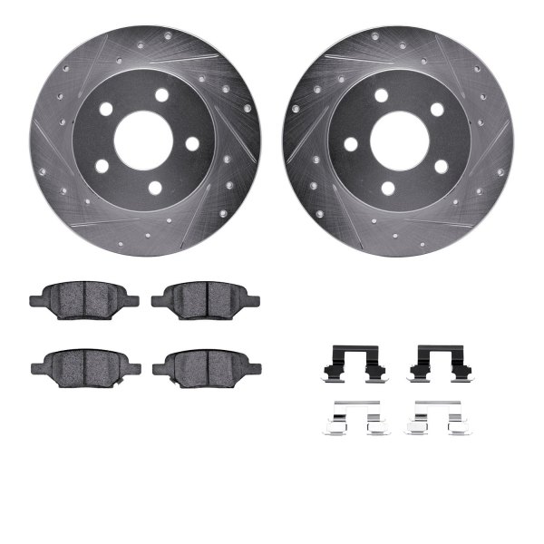  R1 Concepts® - eLINE Series Drilled and Slotted Rear Brake Kit with Ceramic Pads