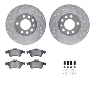 R1 Concepts® - eLINE Series Drilled and Slotted Rear Brake Kit with Ceramic Pads