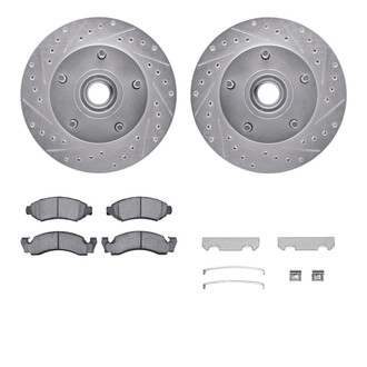 R1 Concepts® WGWH1-54018 - eLINE Series Drilled and Slotted Front Brake Kit with Ceramic Pads