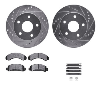 R1 Concepts® - eLINE Series Drilled and Slotted Front Brake Kit with Ceramic Pads