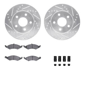 R1 Concepts® - eLINE Series Drilled and Slotted Front Brake Kit with Ceramic Pads