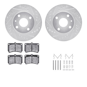 R1 Concepts® - eLINE Series Drilled and Slotted Front Brake Kit with Ceramic Pads