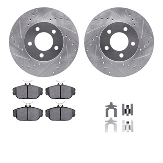 R1 Concepts® - eLINE Series Drilled and Slotted Front Brake Kit with Ceramic Pads