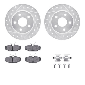 R1 Concepts® - eLINE Series Drilled and Slotted Rear Brake Kit with Ceramic Pads