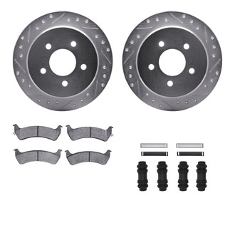 R1 Concepts® - Drilled and Slotted Rear Brake Kit with Ceramic Pads
