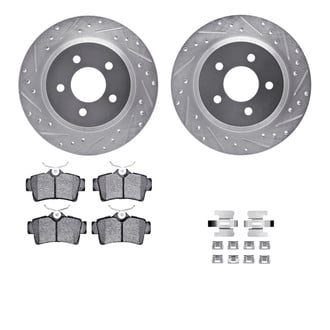 R1 Concepts® - eLINE Series Drilled and Slotted Rear Brake Kit with Ceramic Pads