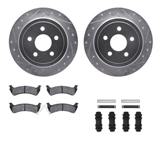 R1 Concepts® - eLINE Series Drilled and Slotted Rear Brake Kit with Ceramic Pads