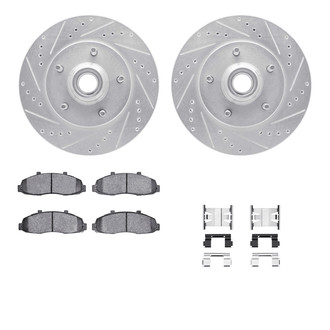 R1 Concepts® - eLINE Series Drilled and Slotted Front Brake Kit with Ceramic Pads