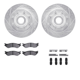 R1 Concepts® - eLINE Series Drilled and Slotted Front Brake Kit with Ceramic Pads