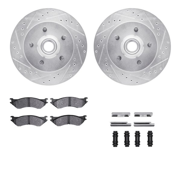  R1 Concepts® - eLINE Series Drilled and Slotted Front Brake Kit with Ceramic Pads